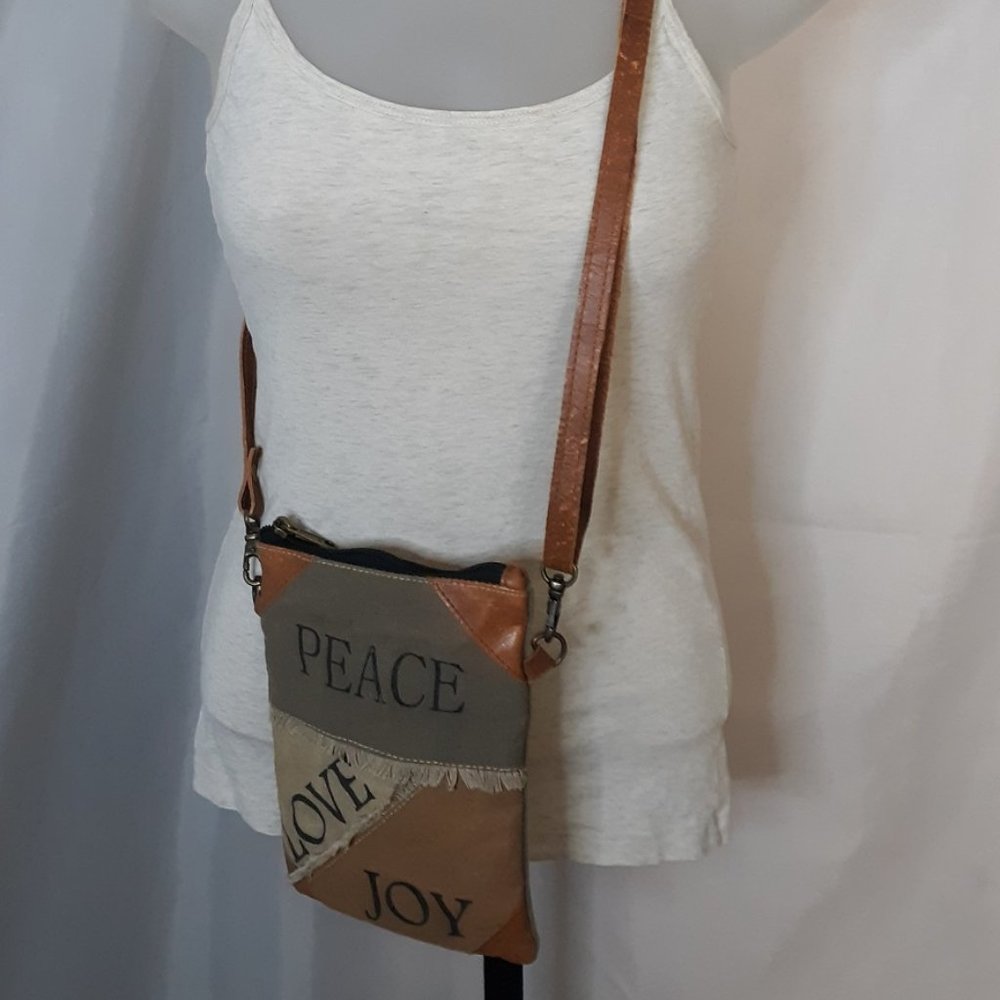Chloe & Lex Peace * Love * Joy Canvas Crossbody Handbag